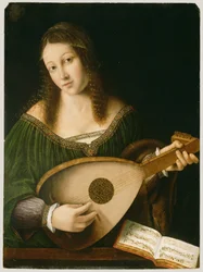 Dama tocando el laúd, c. 1530